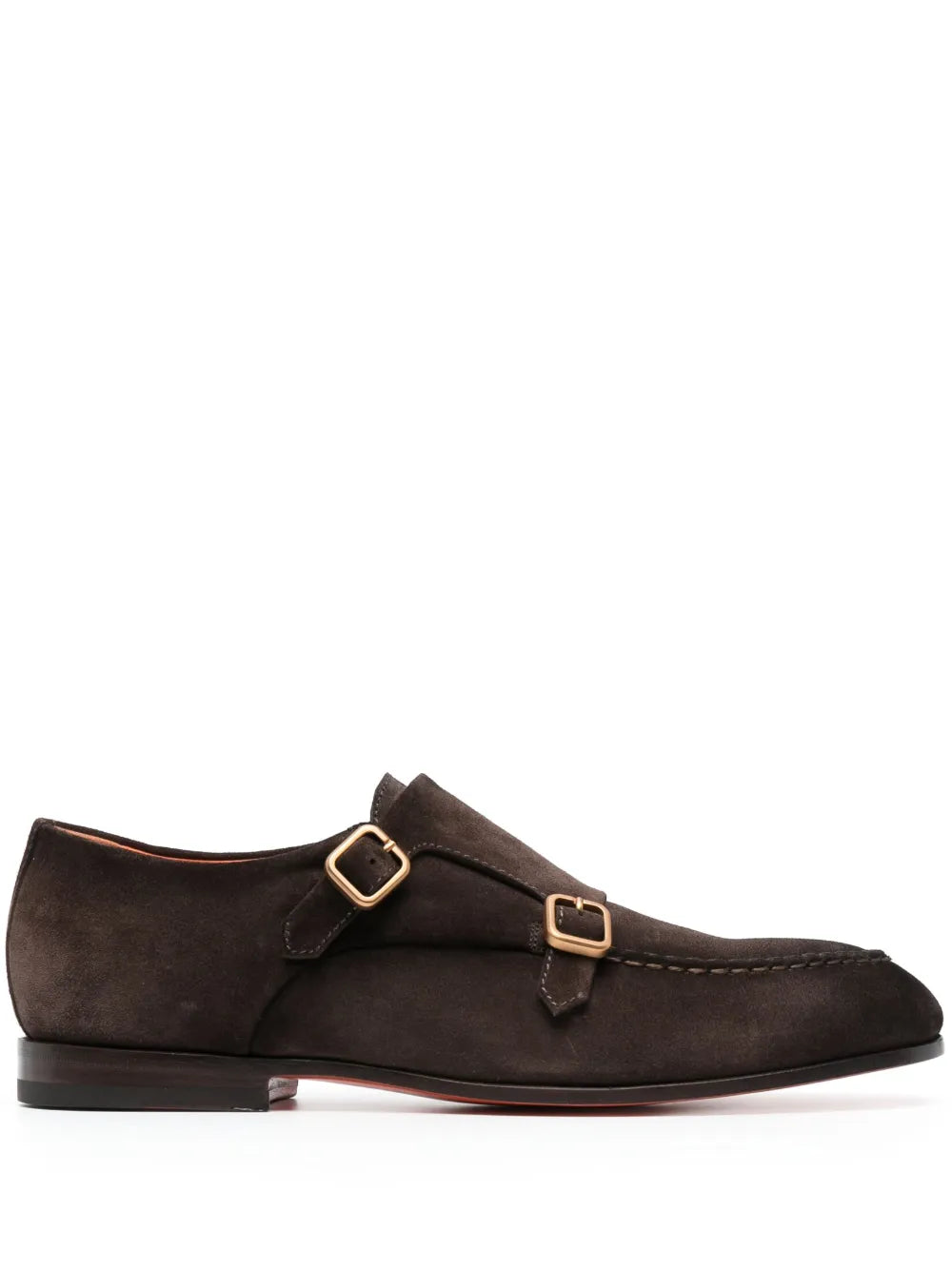 Santoni decorative-buckle leather monk shoes