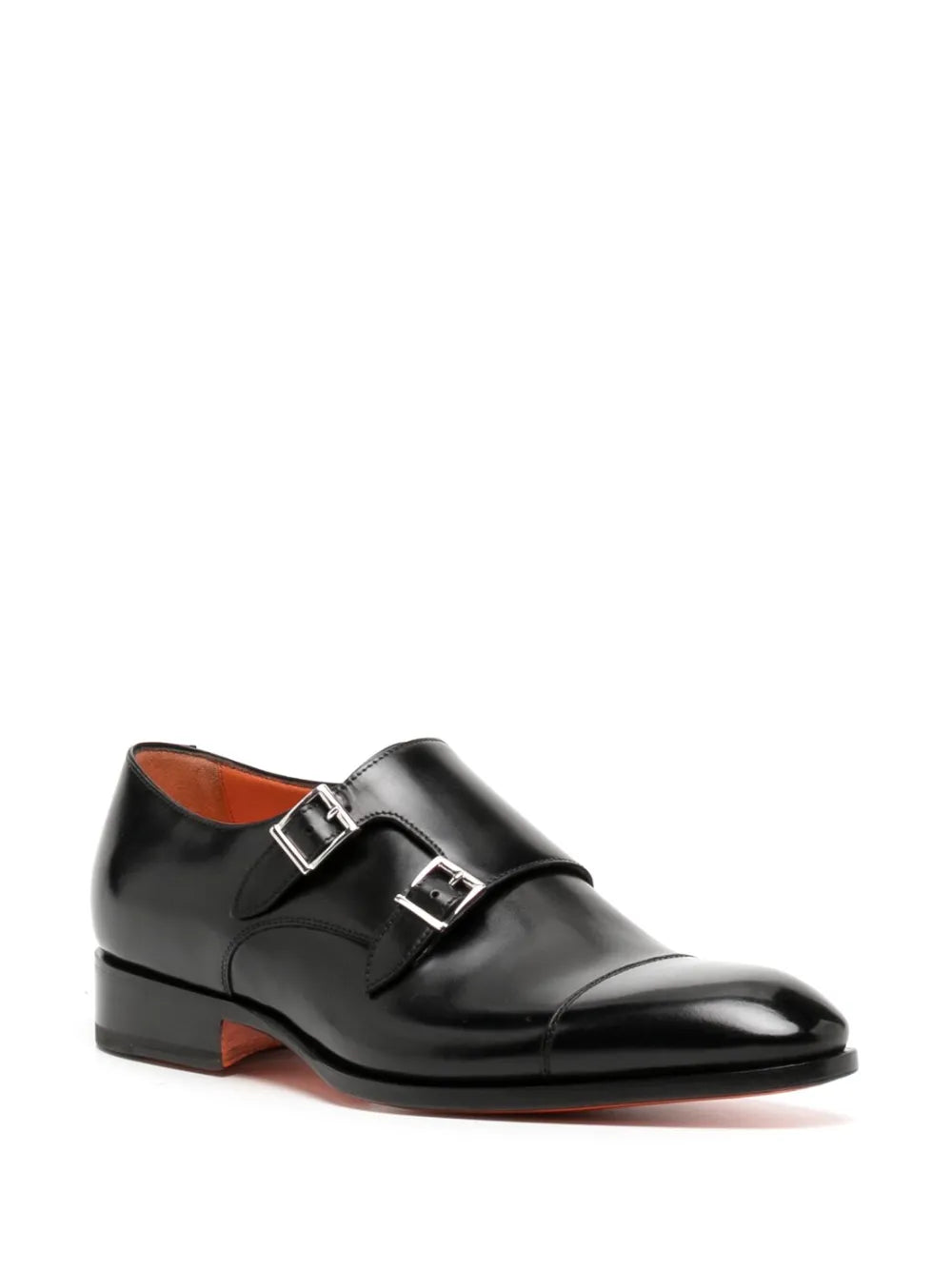 Santoni double-buckle leather shoes