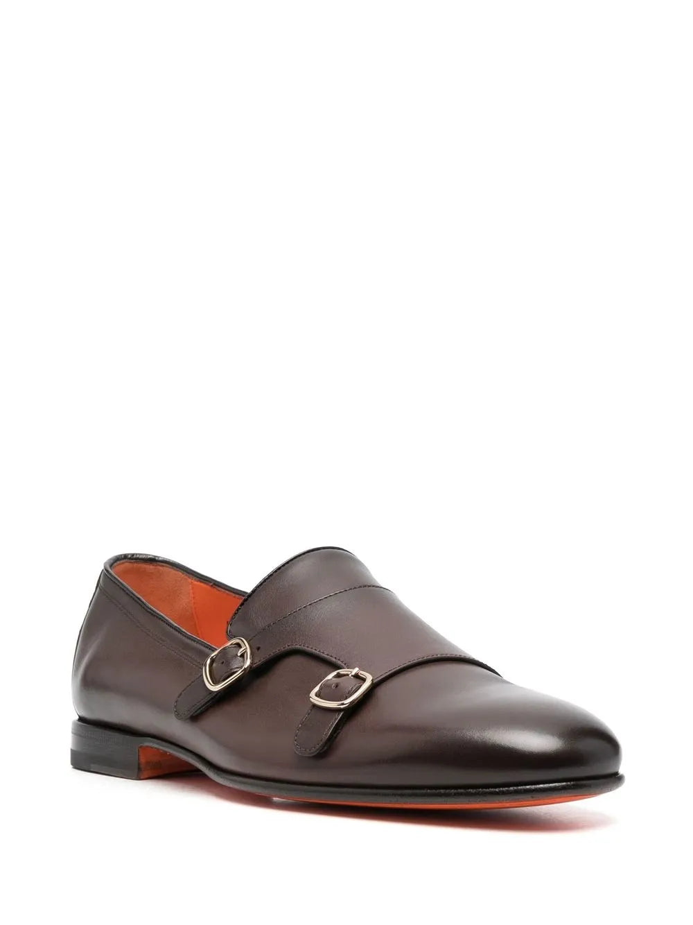 Santoni double-buckle leather shoes