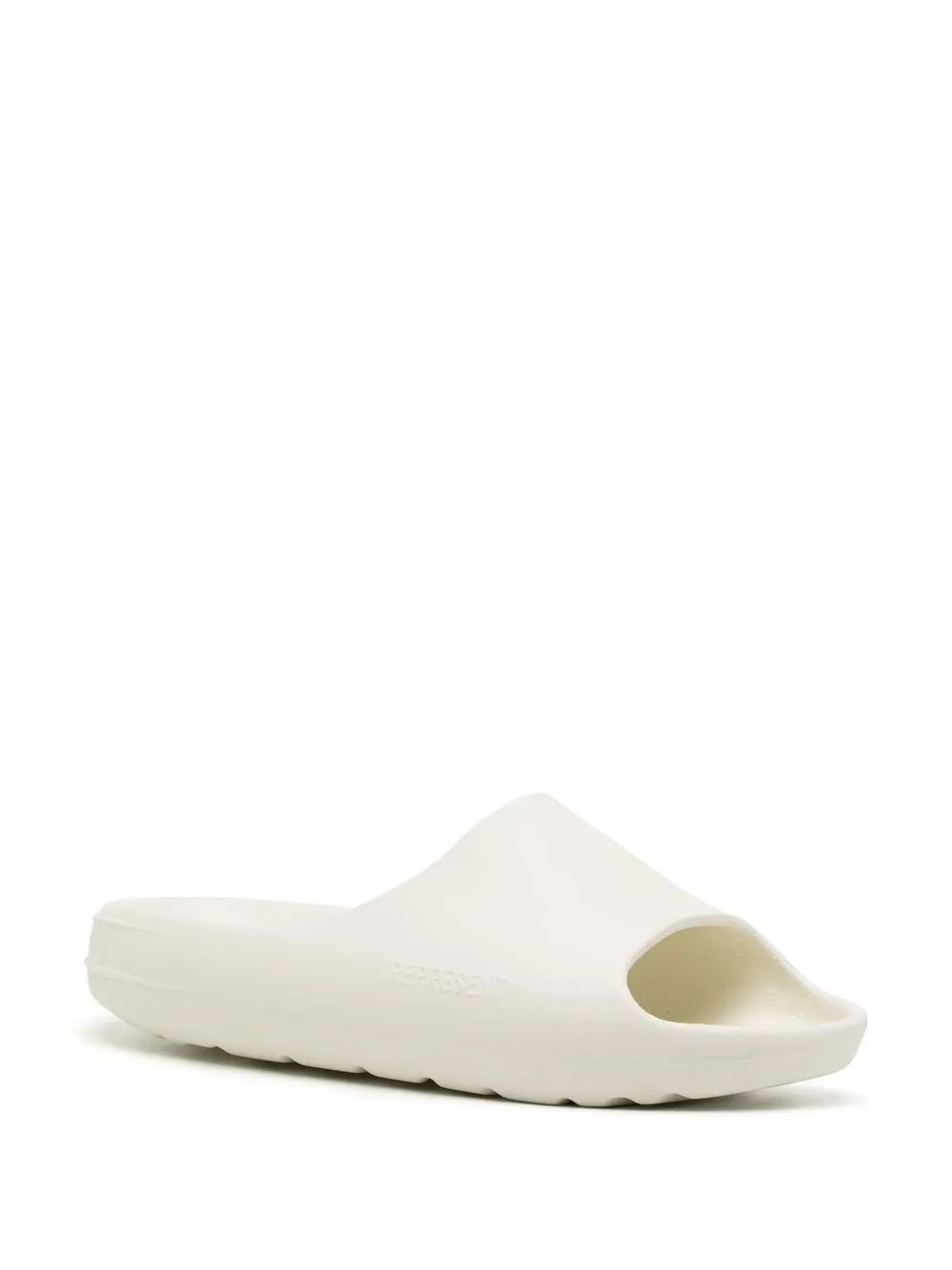 Represent logo-embossed ridged slides