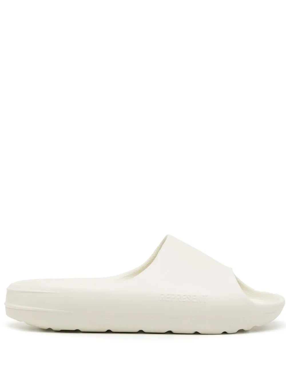 Represent logo-embossed ridged slides