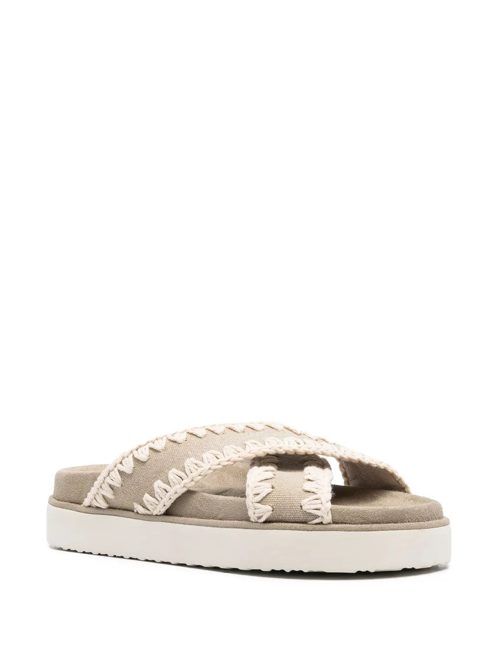 Mou whipstitch-trim crossover sandals