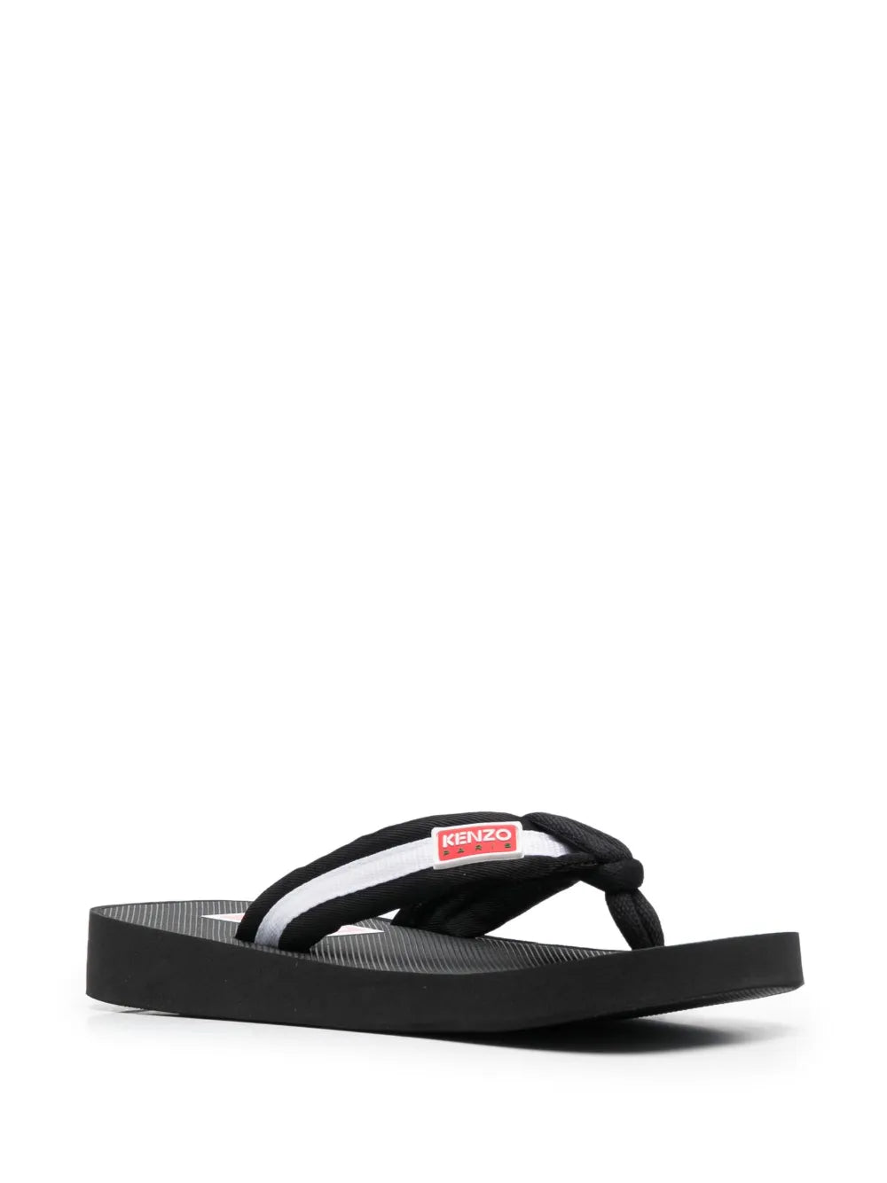 Kenzo logo-patch striped flip flops