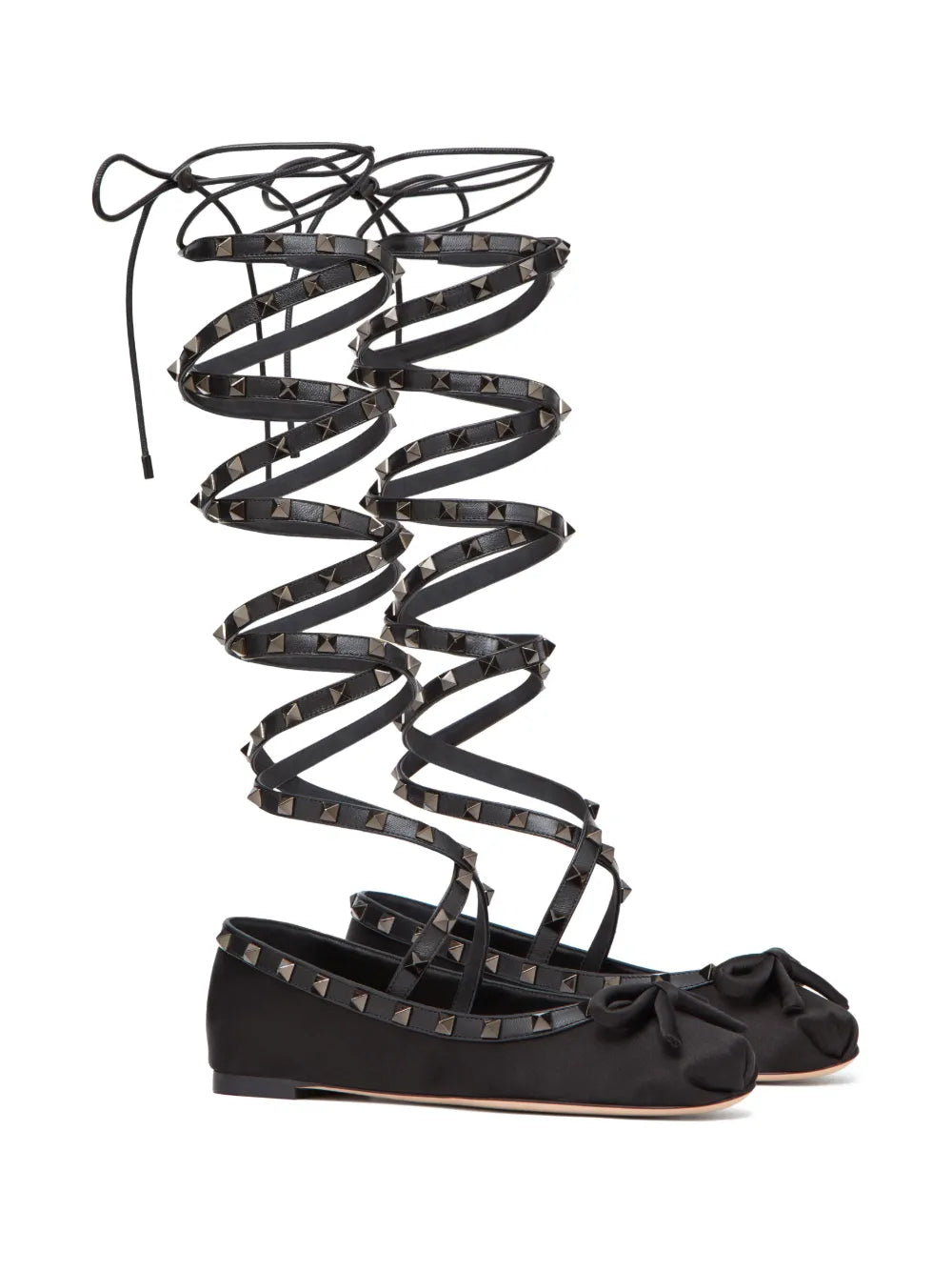 Valentino Garavani Rockstud satin ballerina shoes