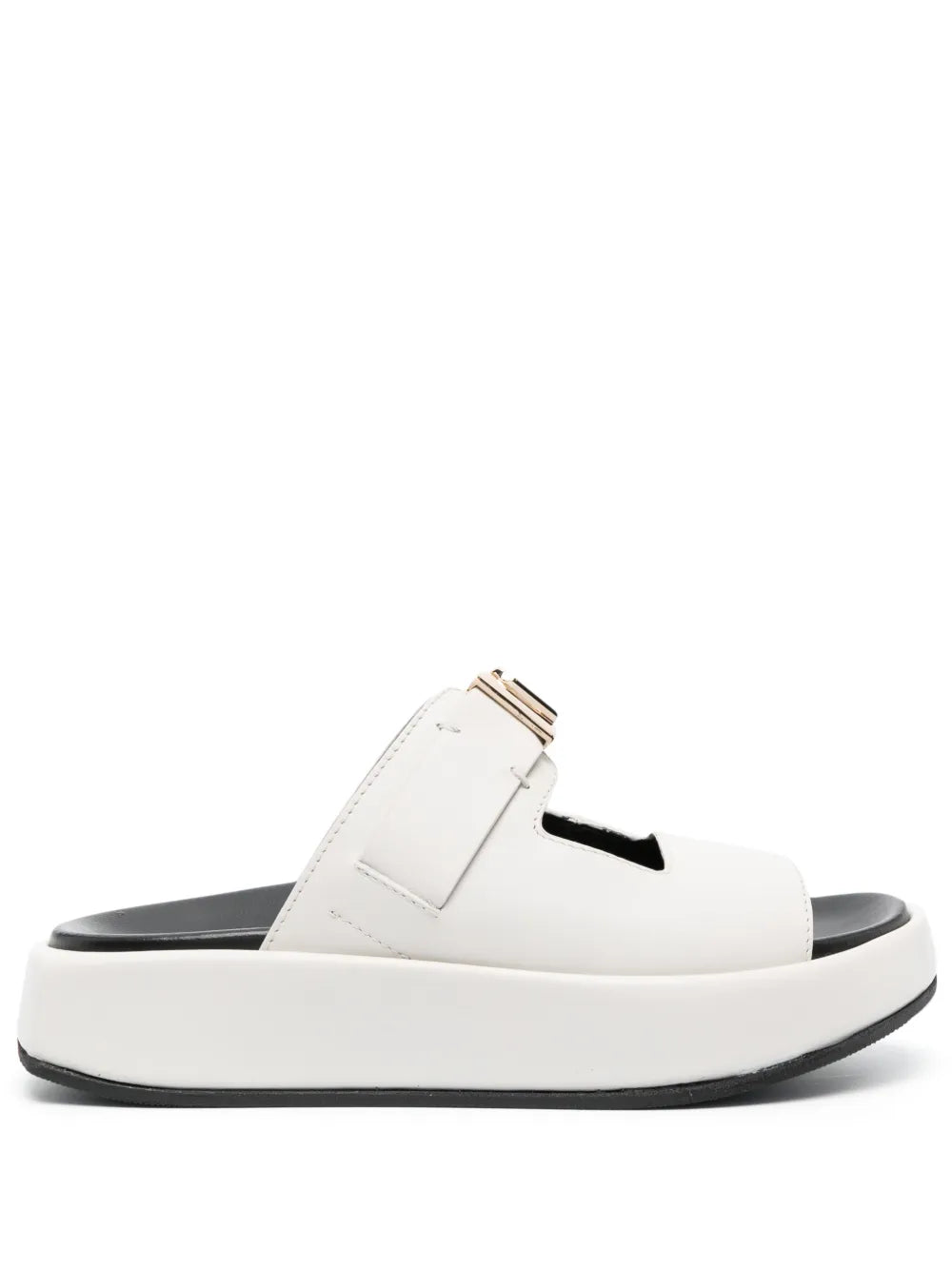 Furla logo-plaque leather platform slides