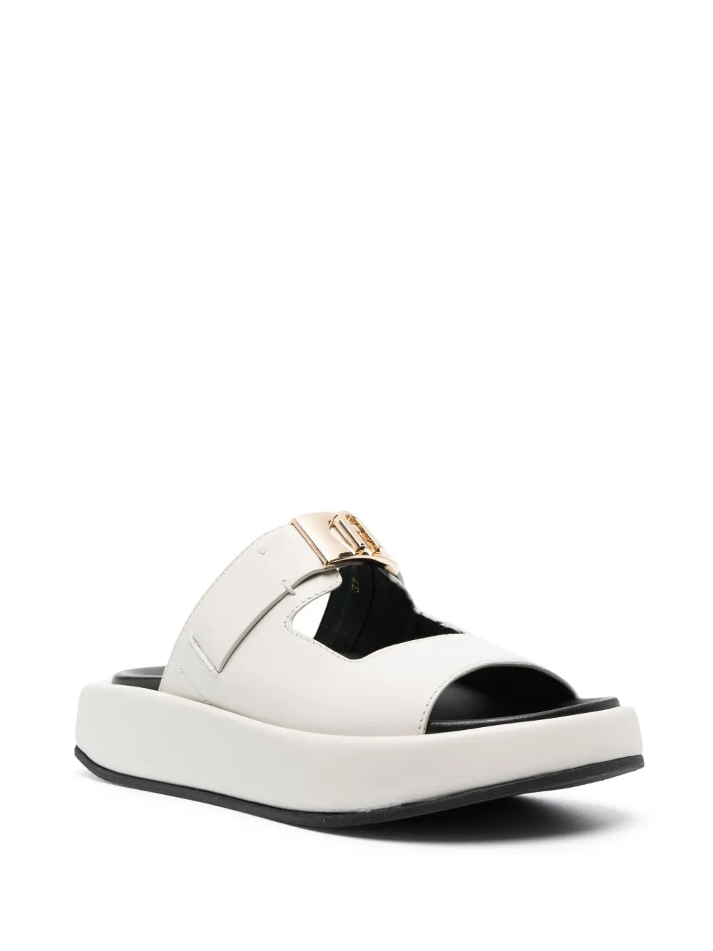 Furla logo-plaque leather platform slides
