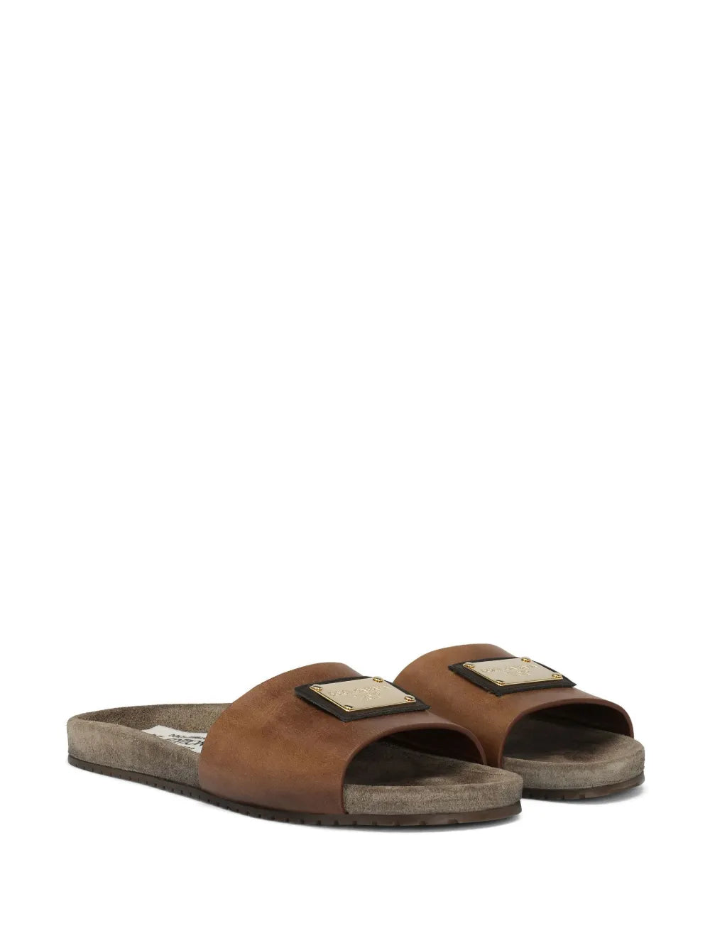 Dolce & Gabbana logo-appliqué leather slides