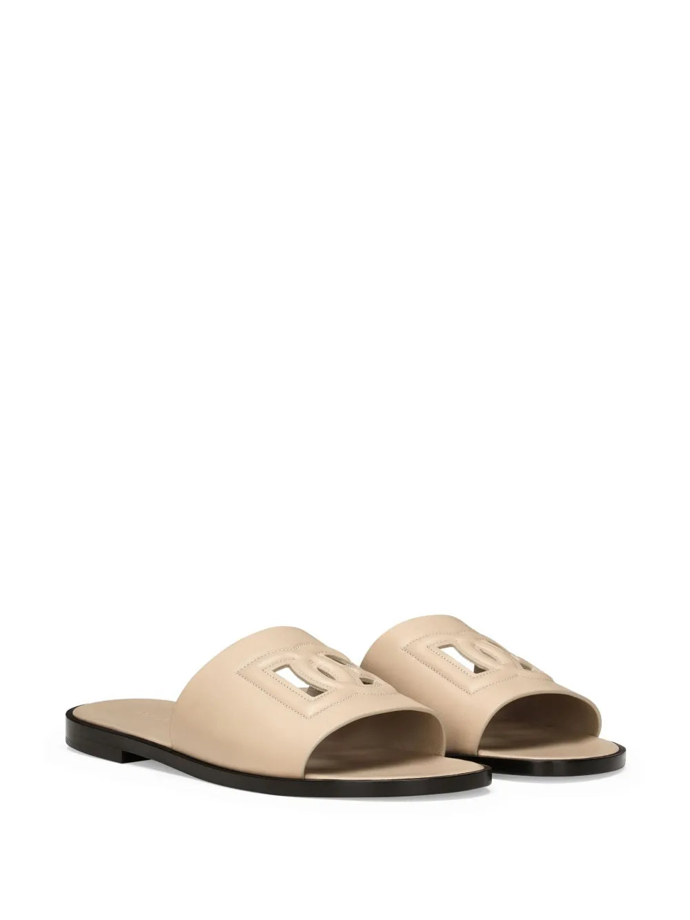 Dolce & Gabbana embossed-logo leather slides
