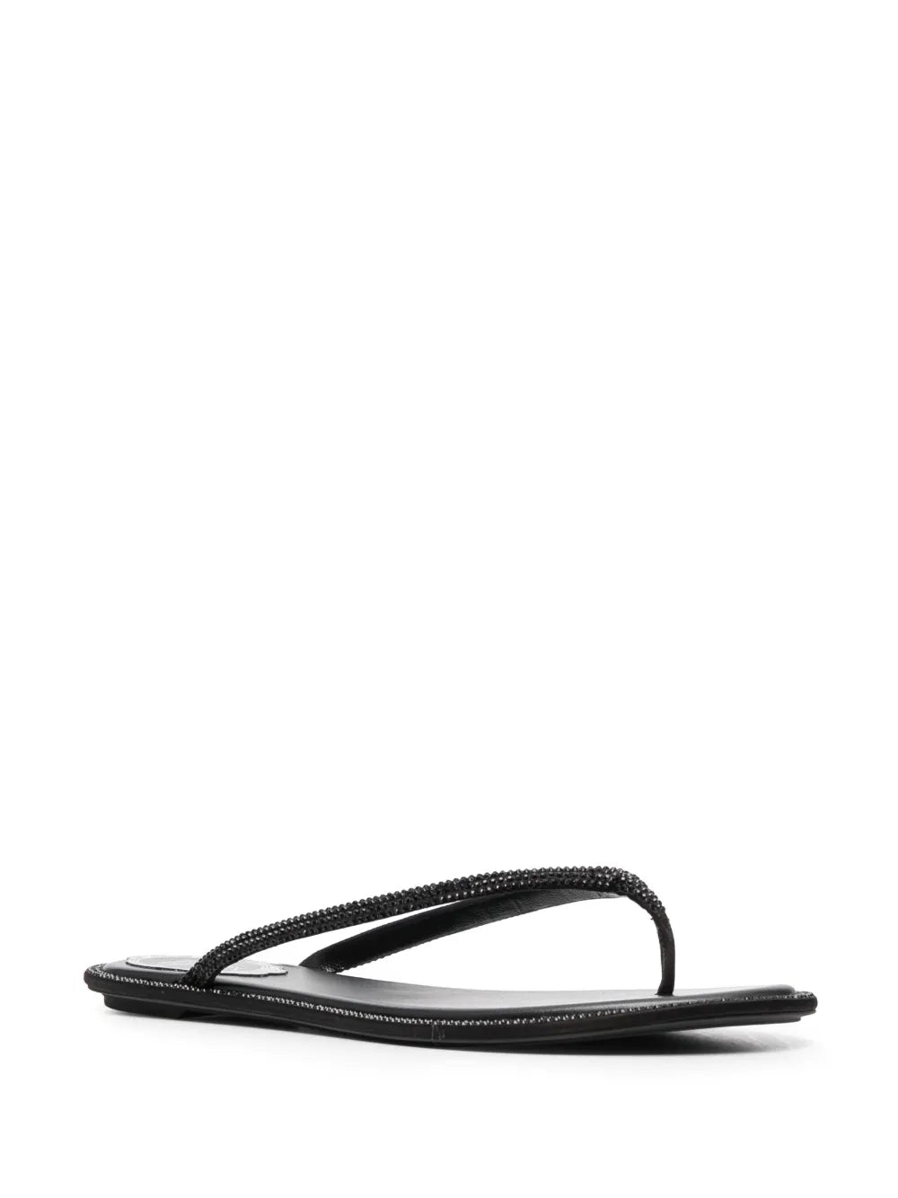 René Caovilla glass crystal-embellishmed leather flip-flops