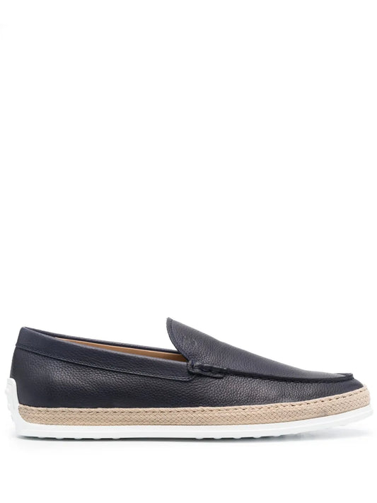 Tod's raffia-trimmed leather loafers
