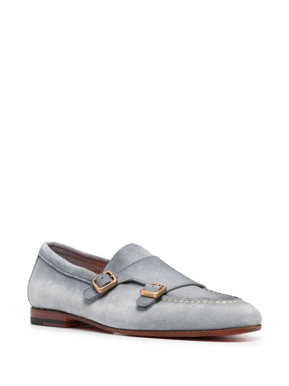Santoni double-buckle suede monk shoes