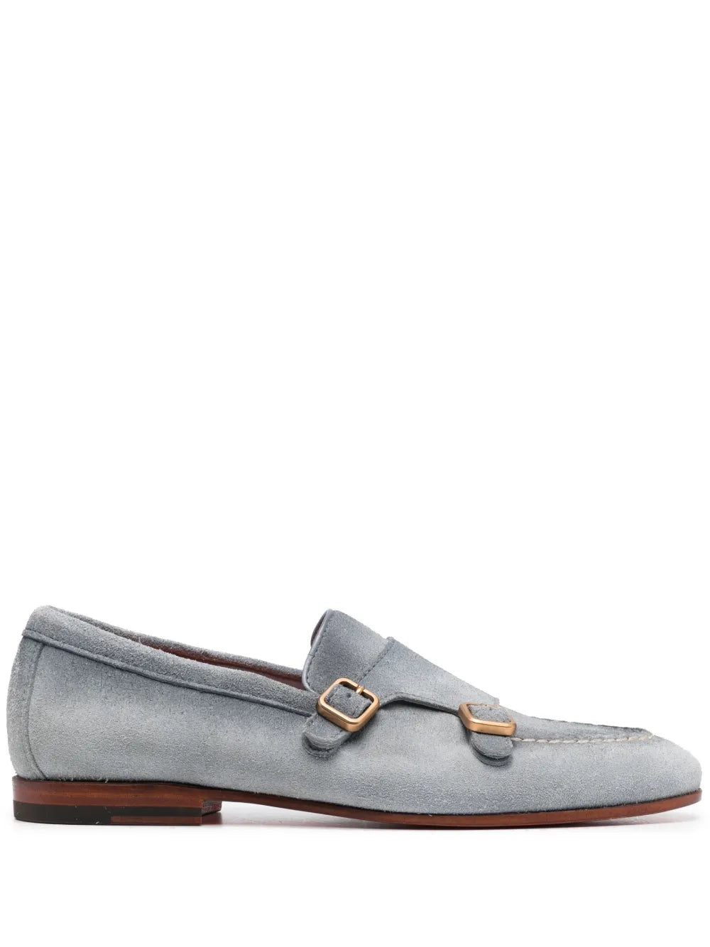 Santoni double-buckle suede monk shoes