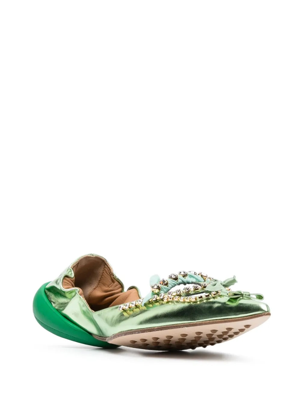 13 09 SR metallic pointy-tip ballerina flats