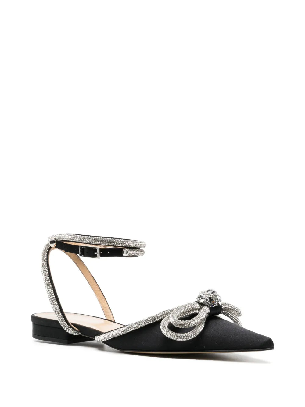 MACH & MACH Double Bow satin ballerina shoes
