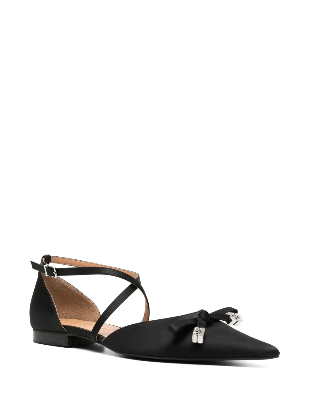 GANNI bow-detail pointed-toe ballerina shoes
