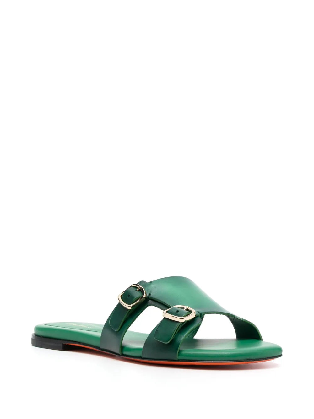 Santoni double-buckle leather slides