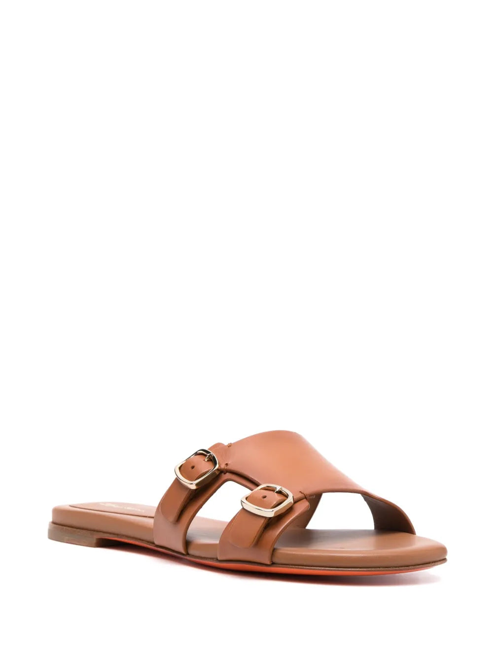 Santoni double-buckle leather slides