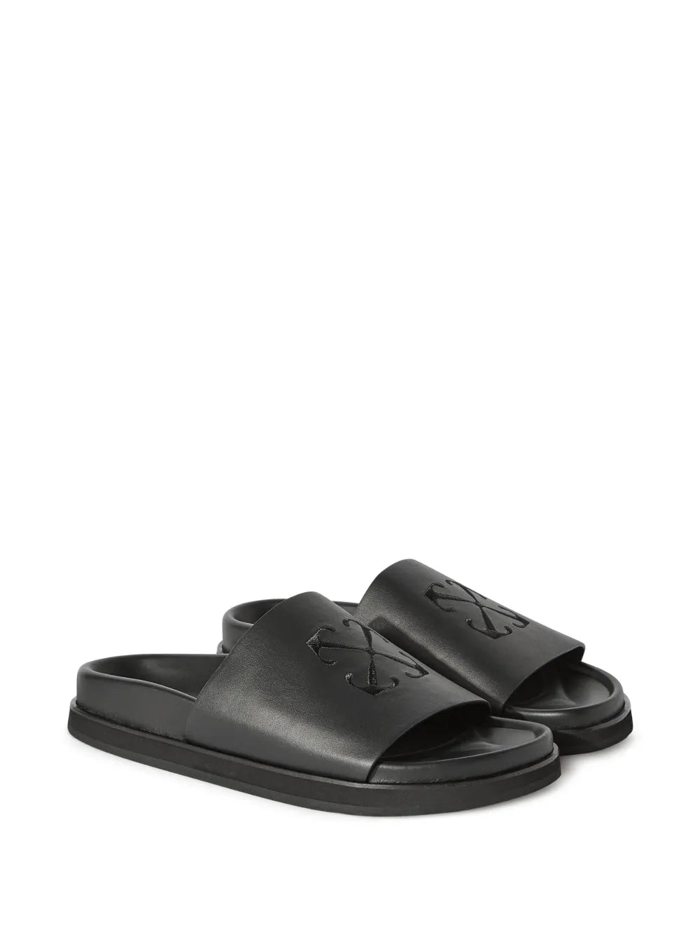 Off-White Cloud Arrow-embroidered leather sliders