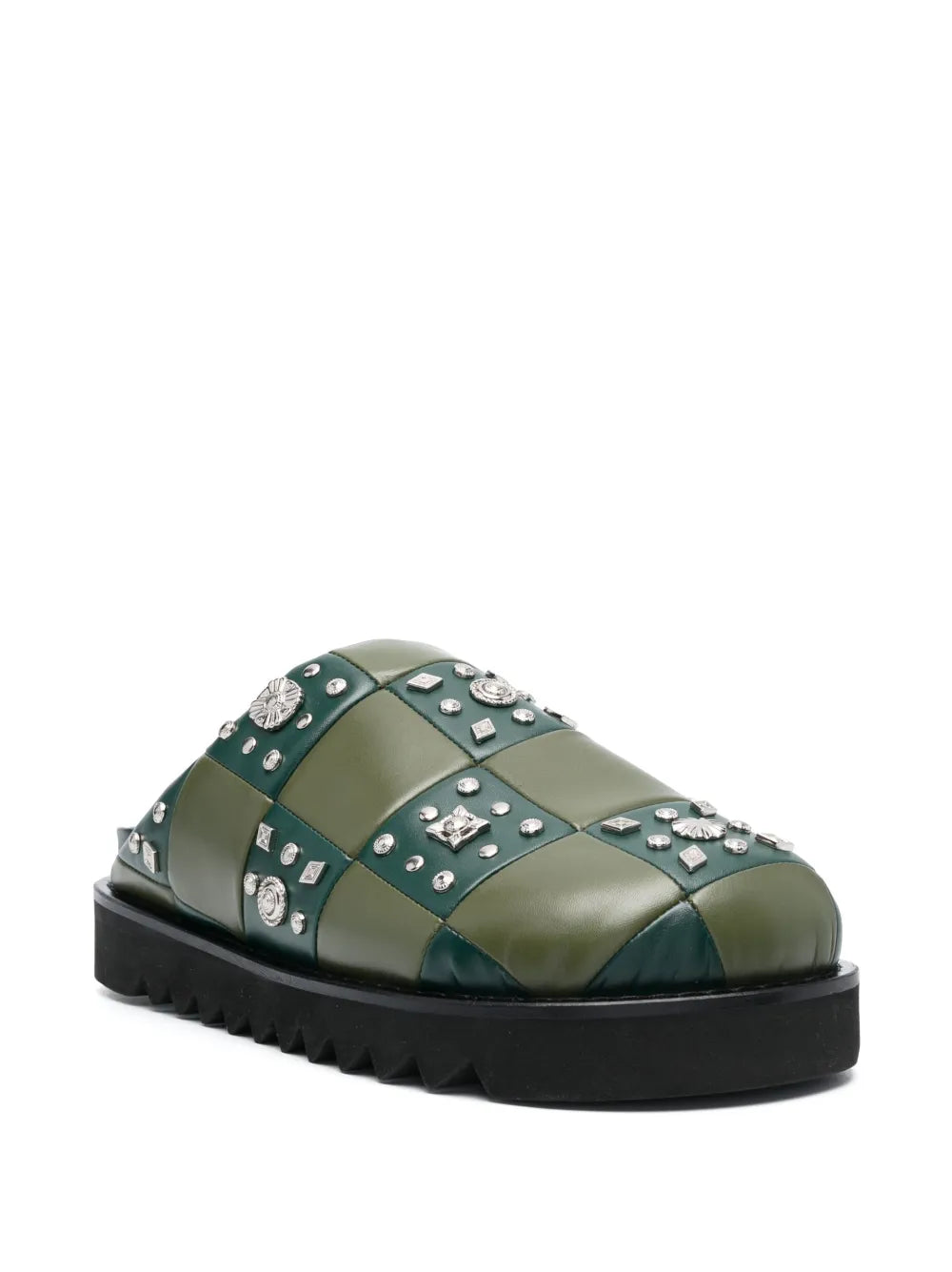 Toga Virilis checkerboard-pattern leather slides