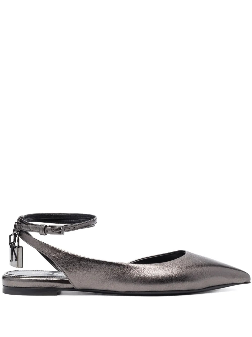 TOM FORD Padlock metallic-leather ballerina shoes