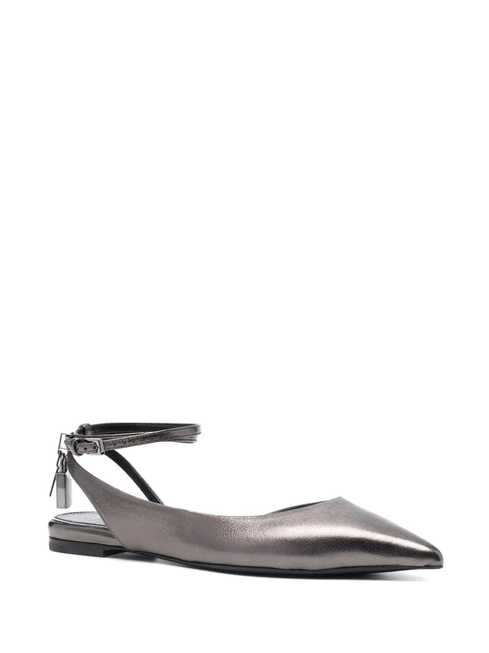 TOM FORD Padlock metallic-leather ballerina shoes