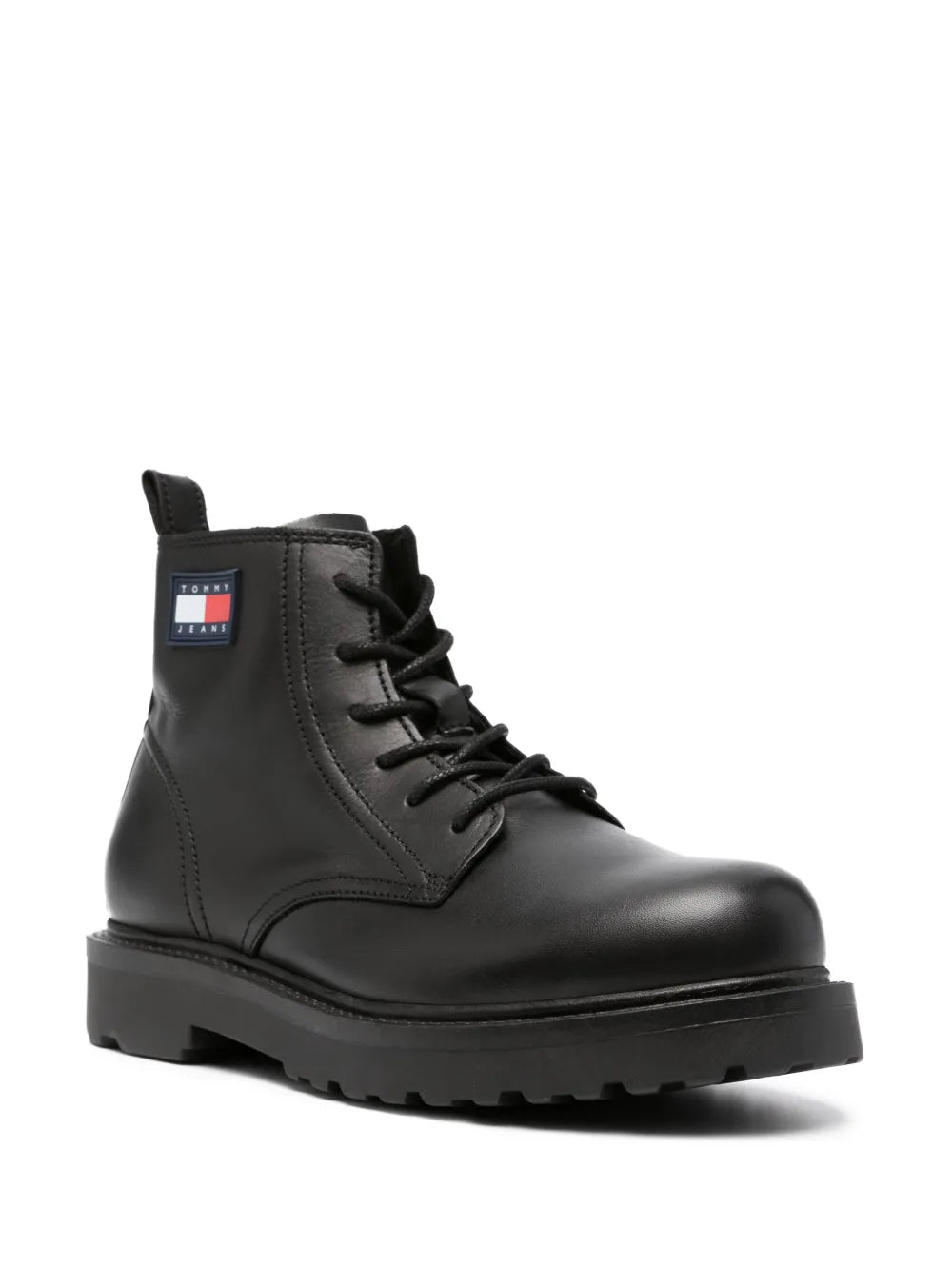 Tommy Jeans logo-patch lace-up leather boots