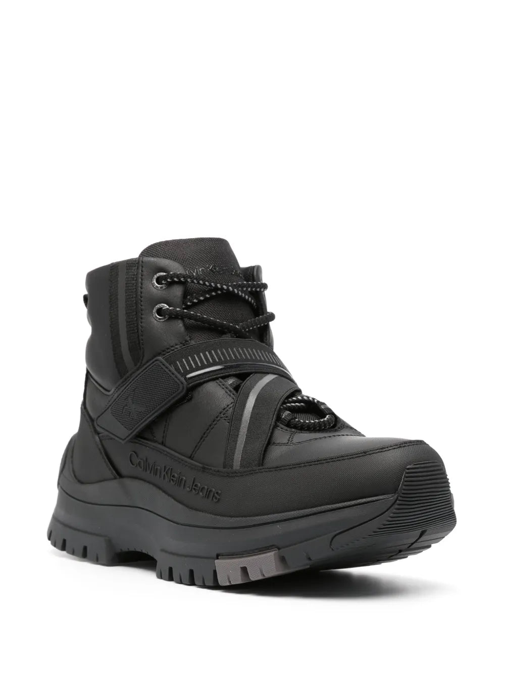 Calvin Klein Jeans logo-embossed leather ankle boots
