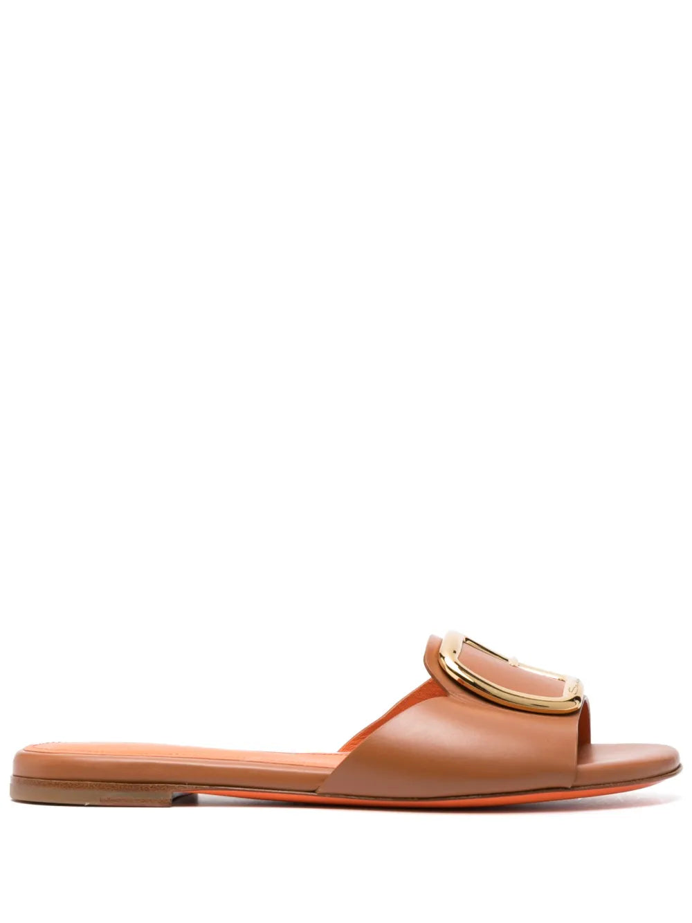 Santoni buckle leather slides