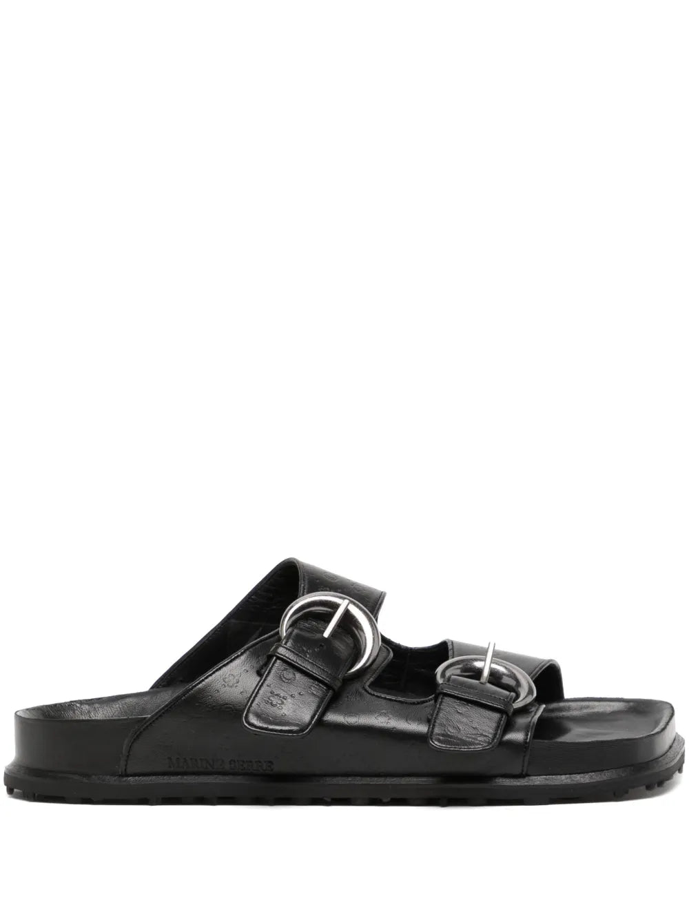 Marine Serre logo-debossed buckle-strap leather sandals