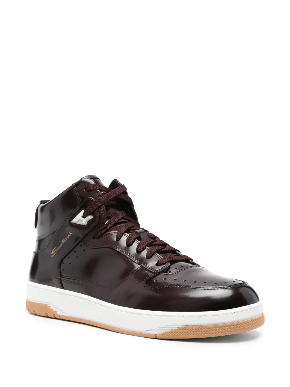 Santoni logo-print high-shine finish sneakers