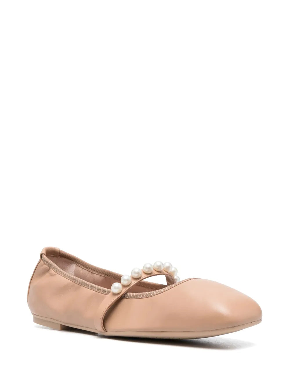 Stuart Weitzman Goldie pearl-embellished leather flats