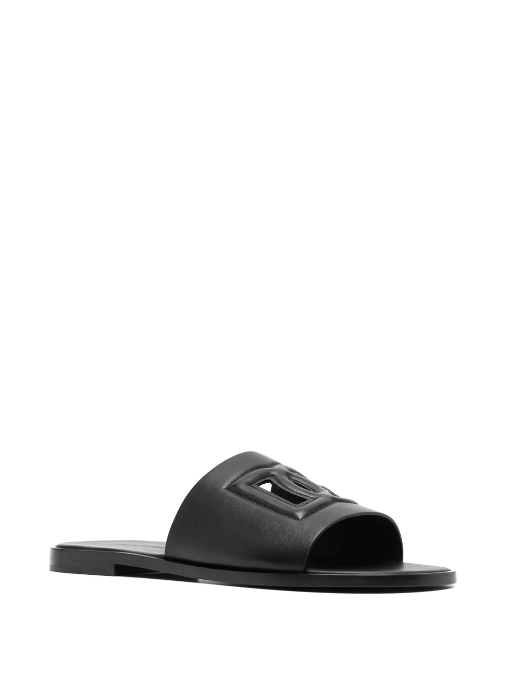 Dolce & Gabbana embossed-logo leather slides