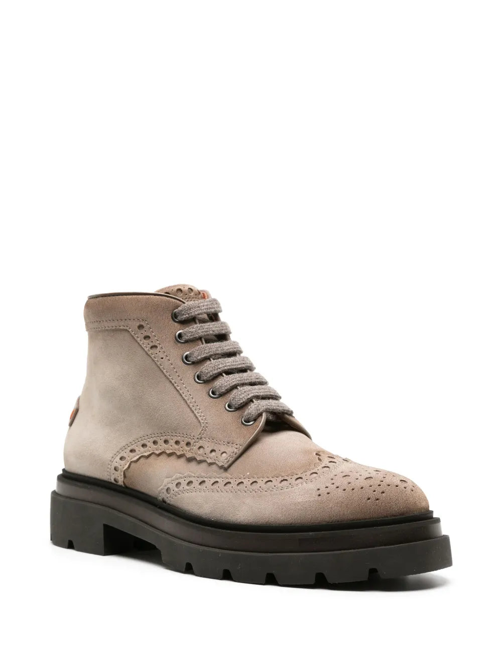 Santoni suede brogue boots