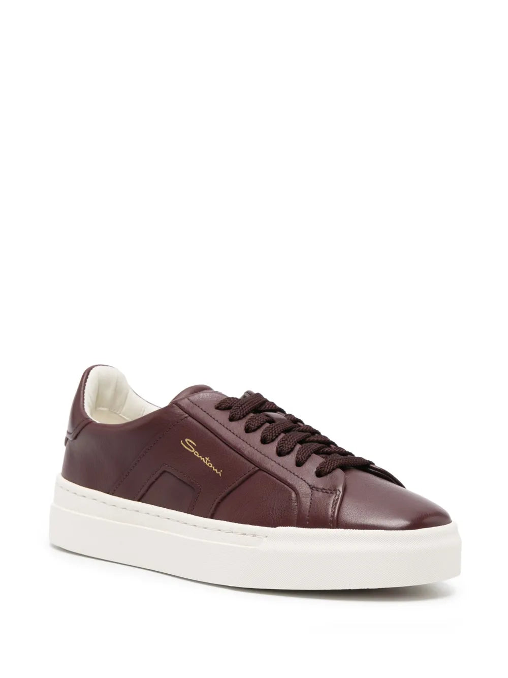 Santoni logo-print leather low-top sneakers