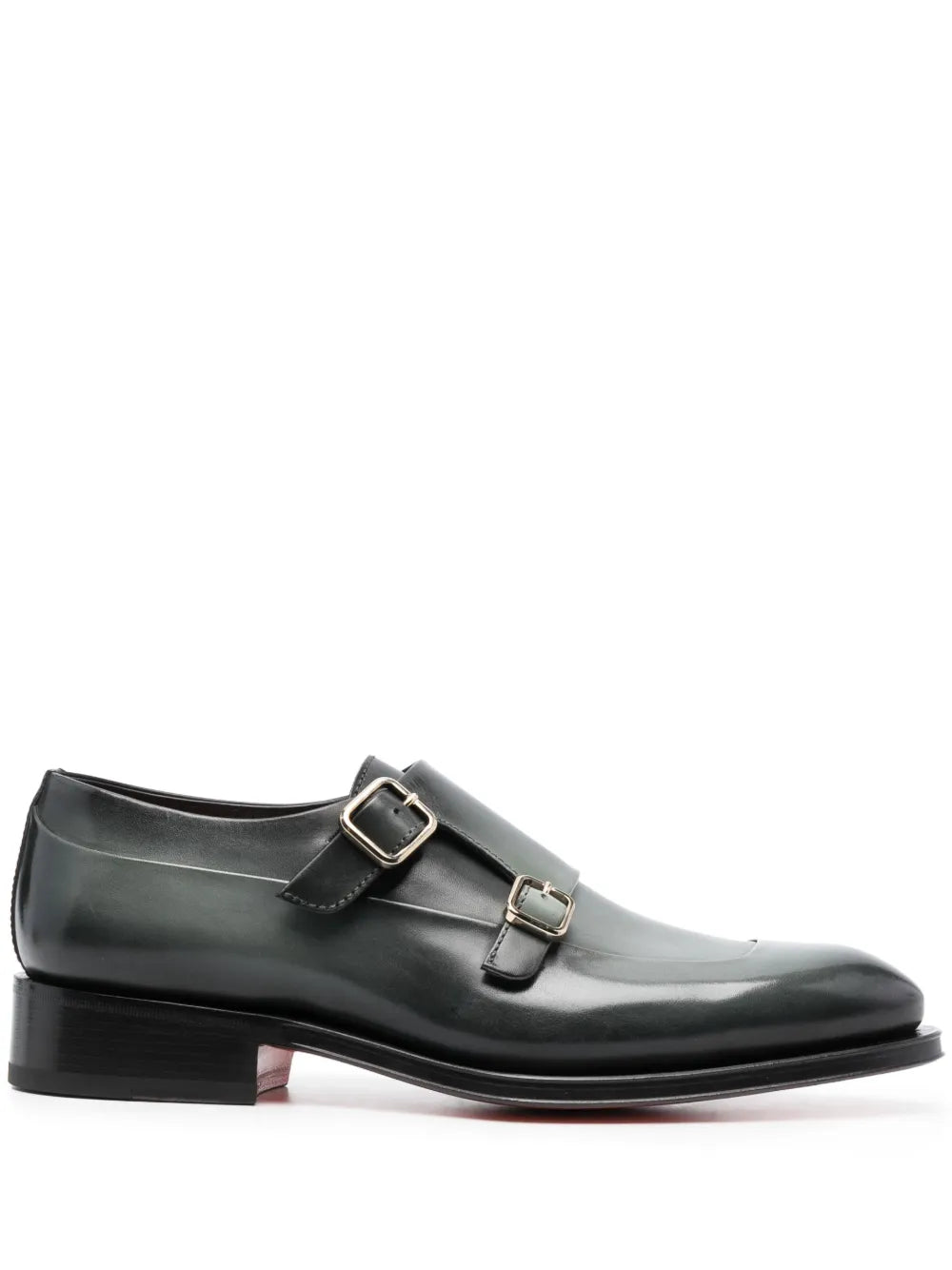 Santoni almond-toe leather monk shoes