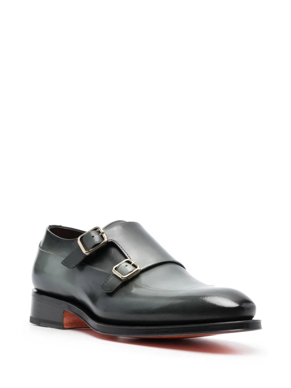 Santoni almond-toe leather monk shoes