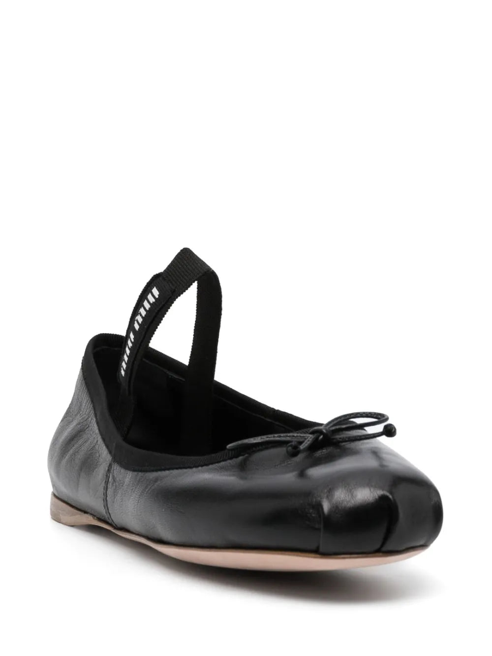 Miu Miu logo-print leather ballerina shoes