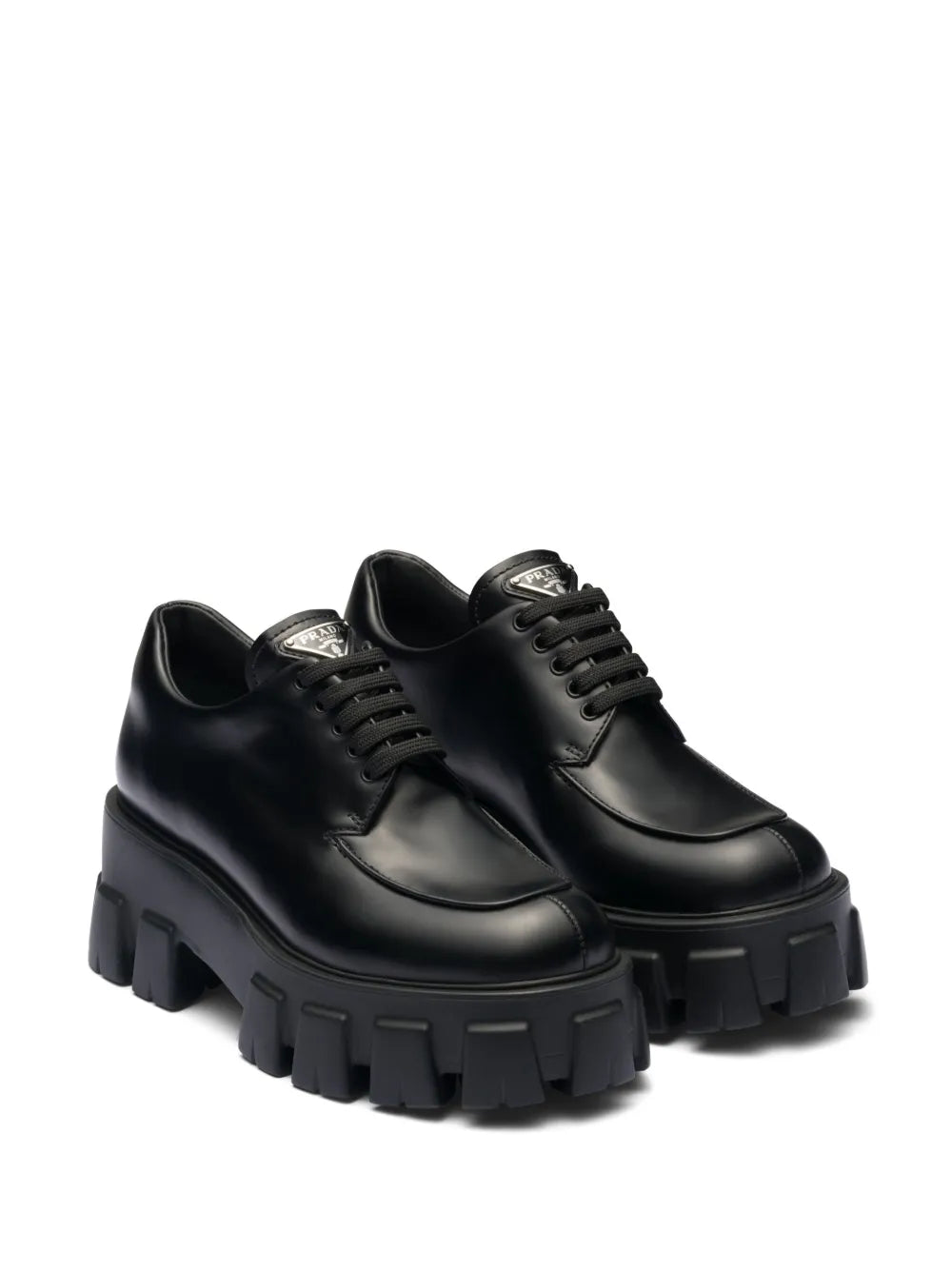 Prada Monolith brushed leather lace-up shoes
