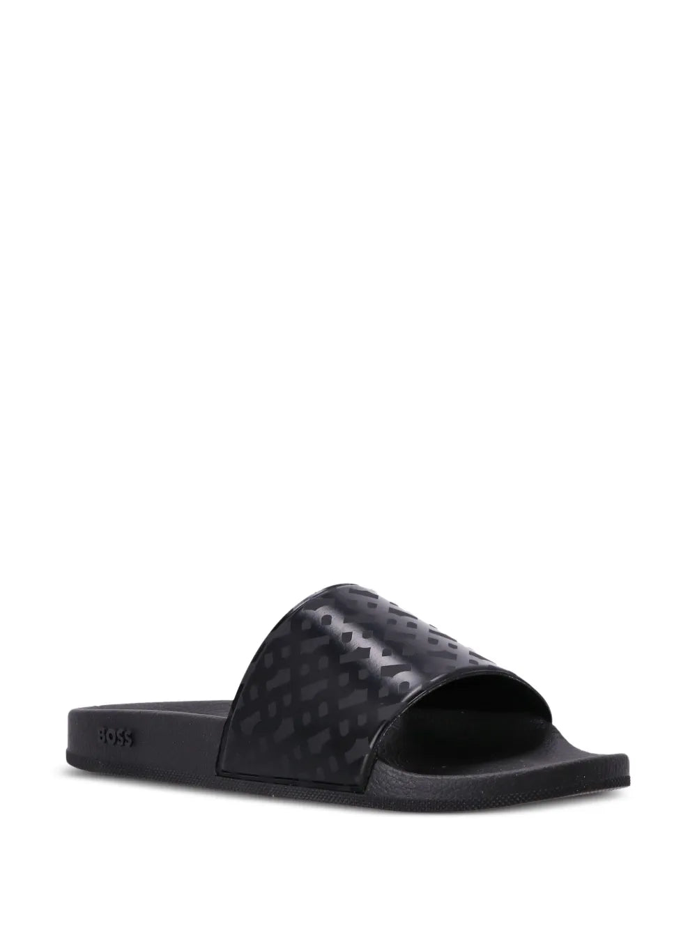 BOSS monogram-print moulded-footbed slides