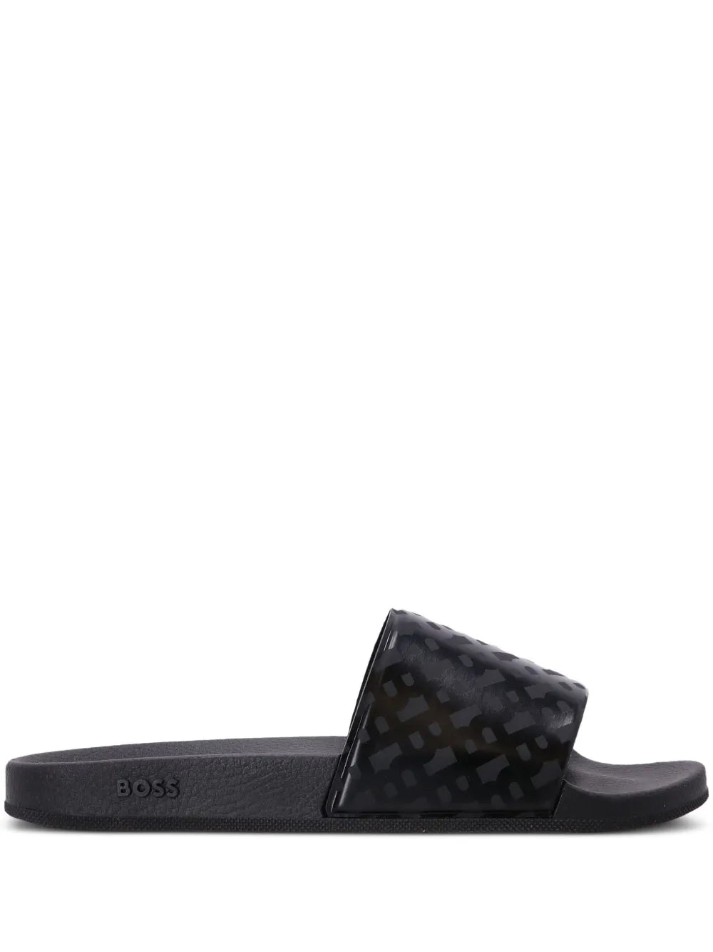 BOSS monogram-print moulded-footbed slides