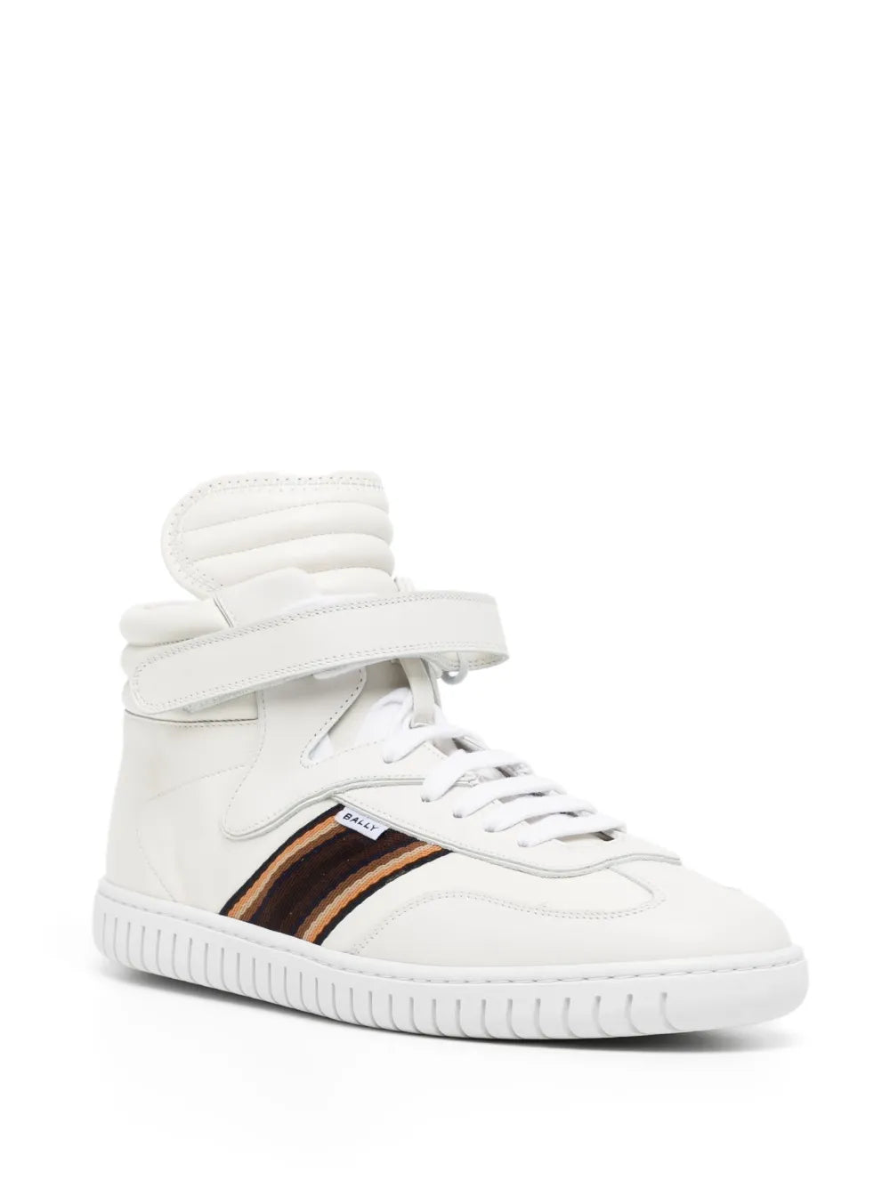 Bally side-stripe leather high-top sneakers