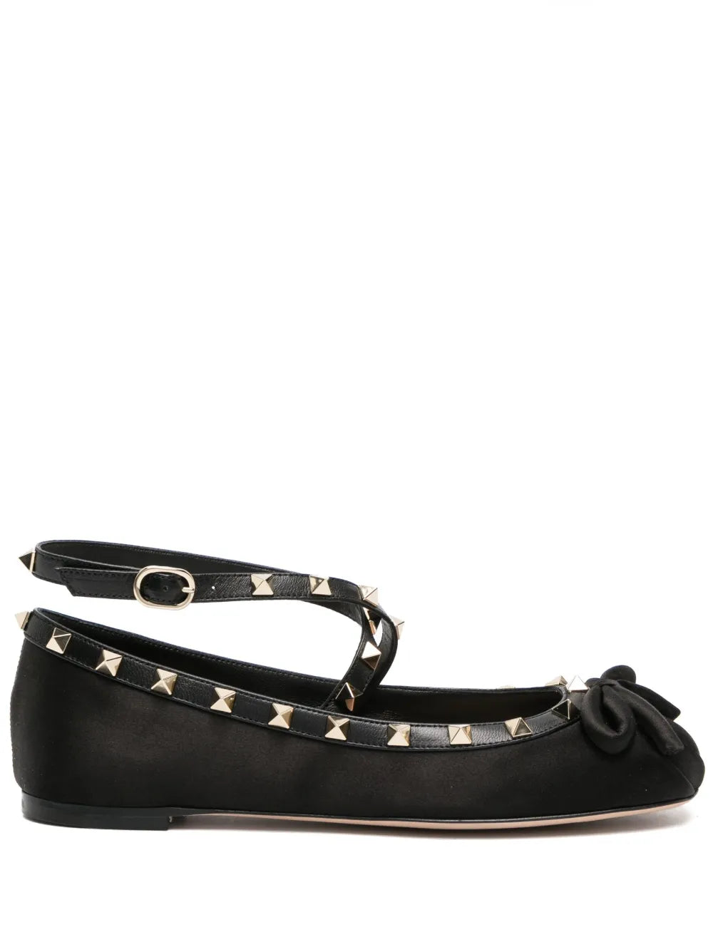Valentino Garavani Rockstud satin ballerina shoes