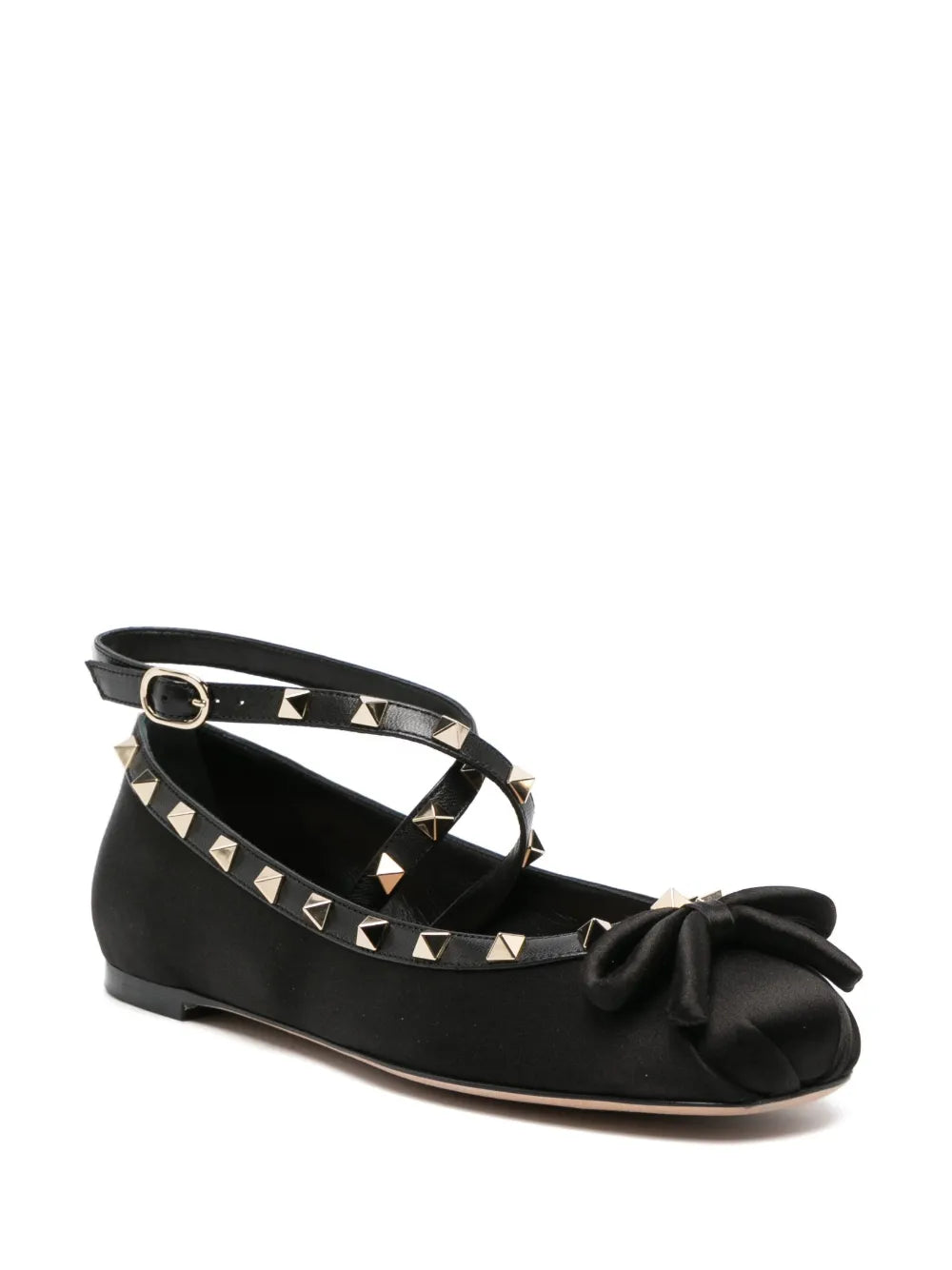 Valentino Garavani Rockstud satin ballerina shoes