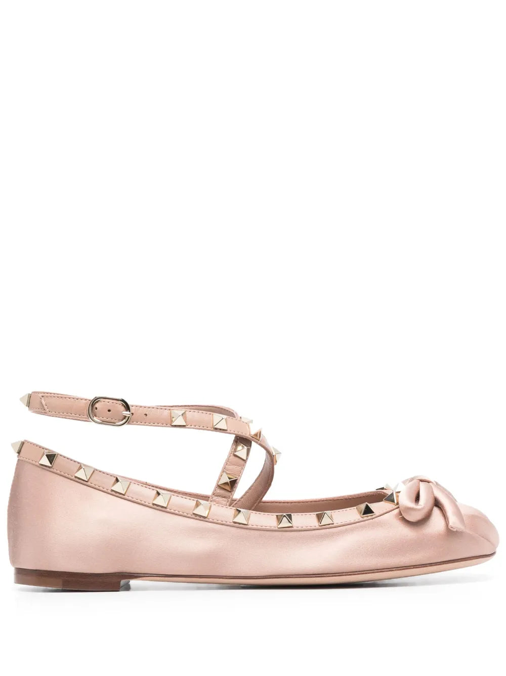 Valentino Garavani Rockstud satin ballerina shoes