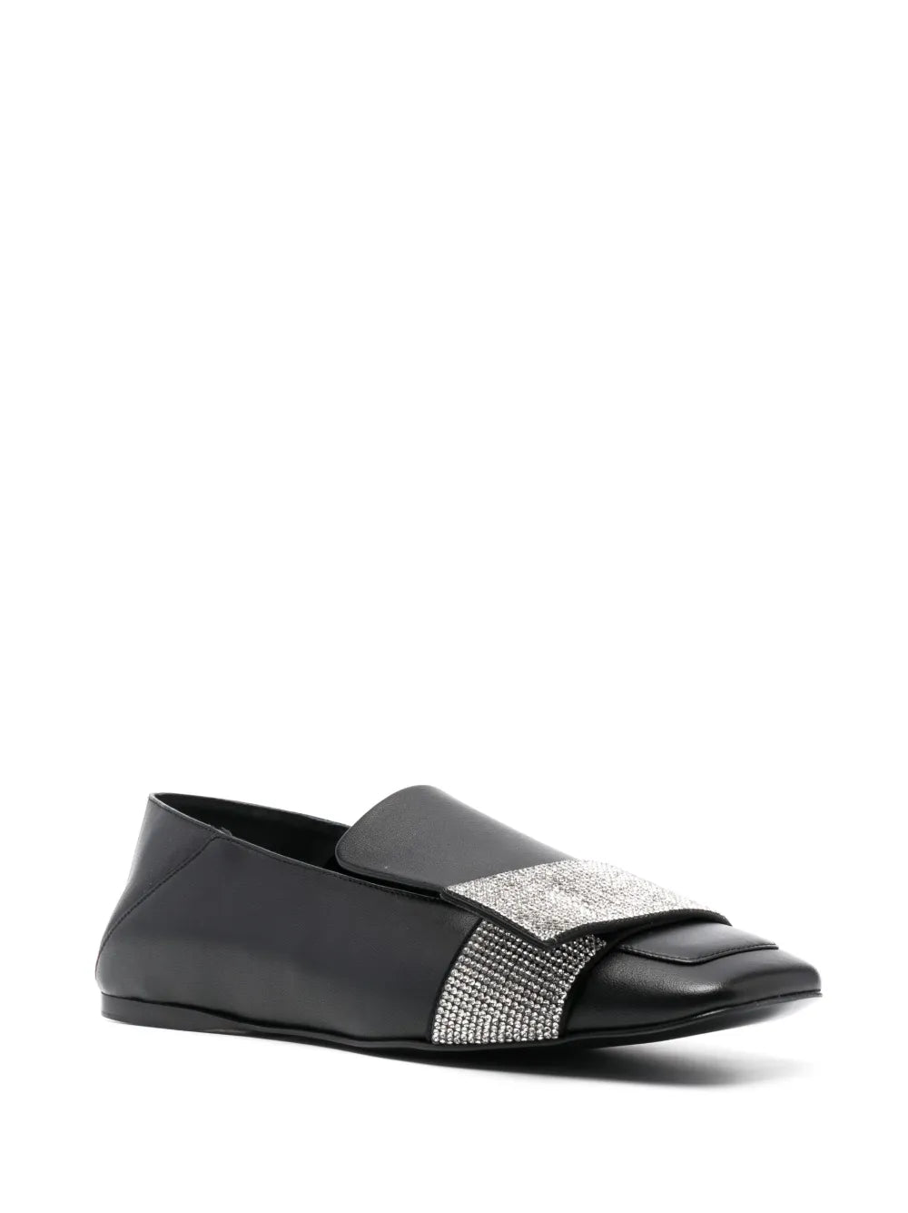 Sergio Rossi crystal-embellished leather ballerina shoes