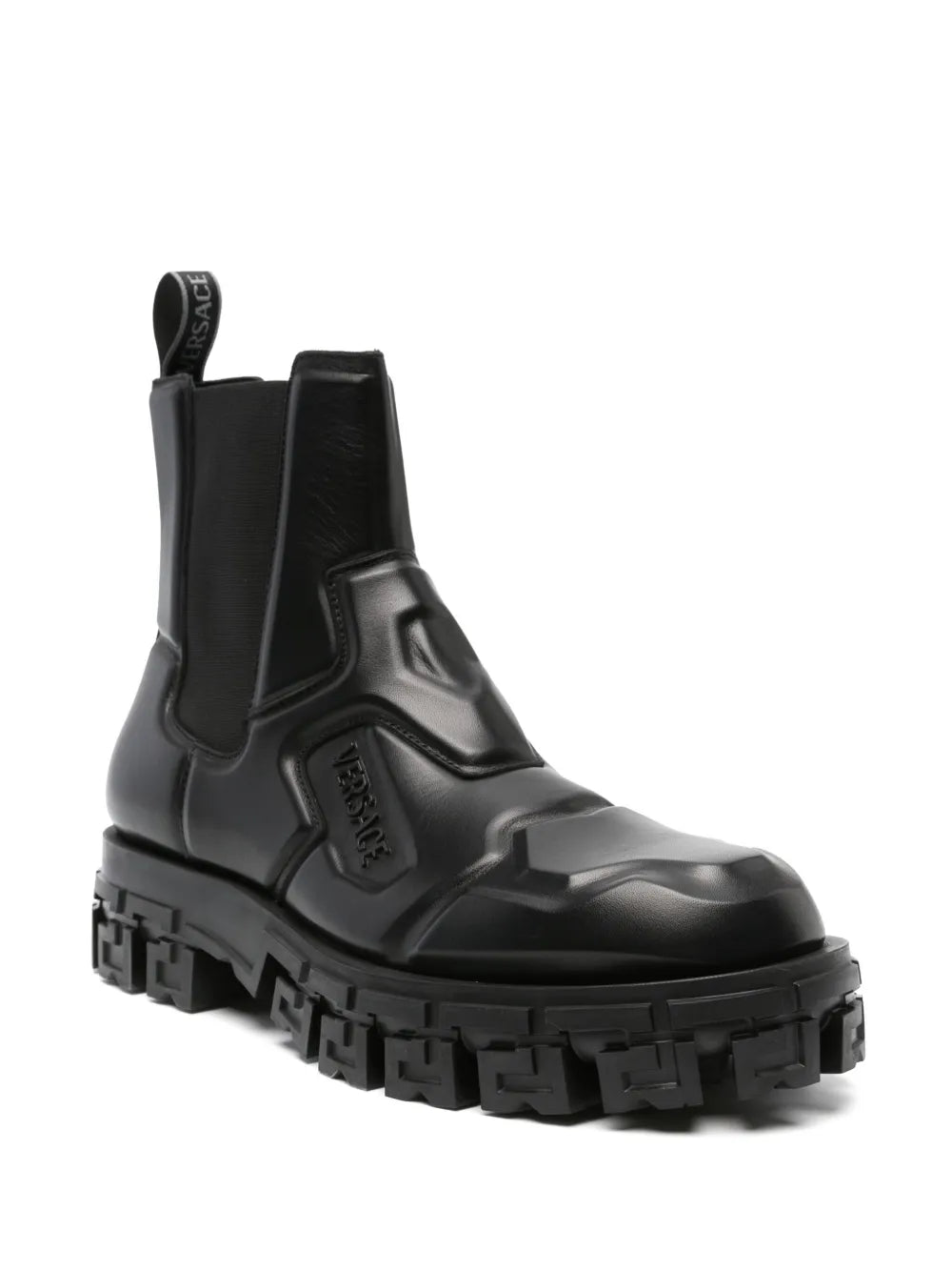 Versace Greca Portico panelled leather boots