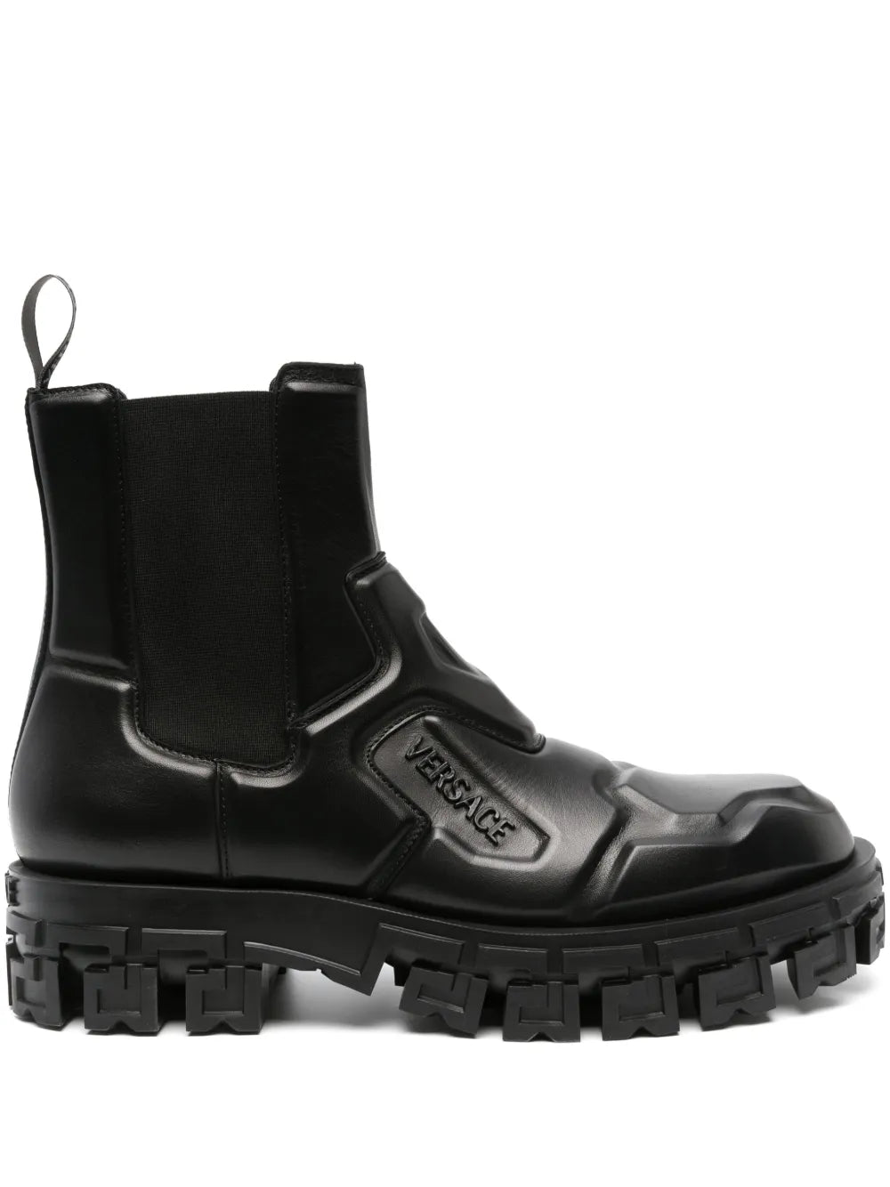 Versace Greca Portico panelled leather boots