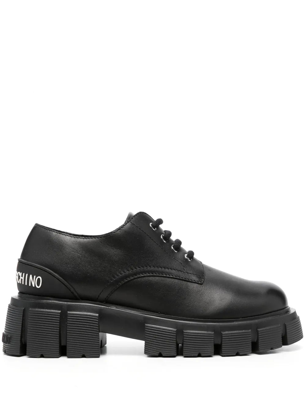 Love Moschino logo-raised detail leather Derby shoes