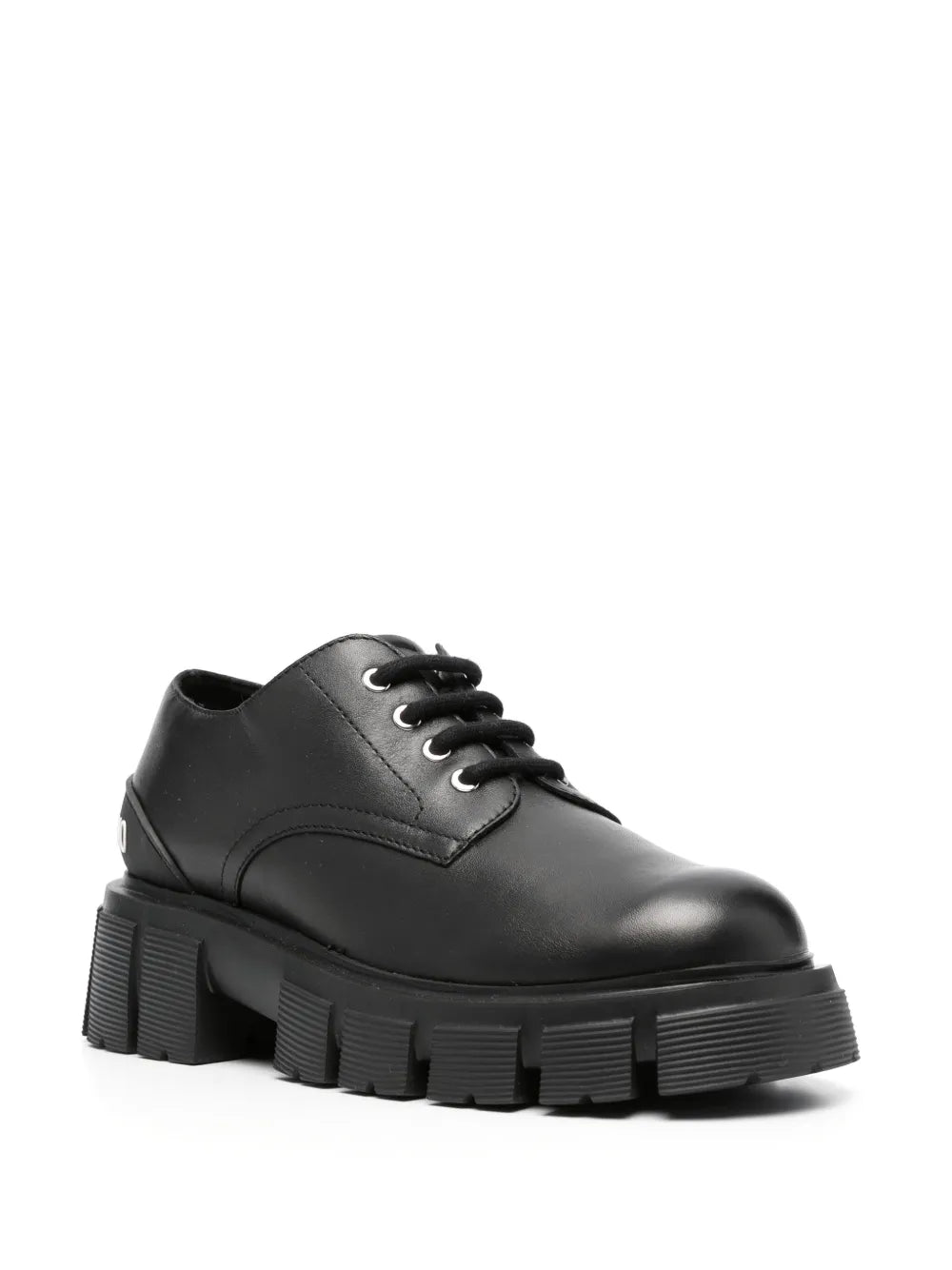 Love Moschino logo-raised detail leather Derby shoes