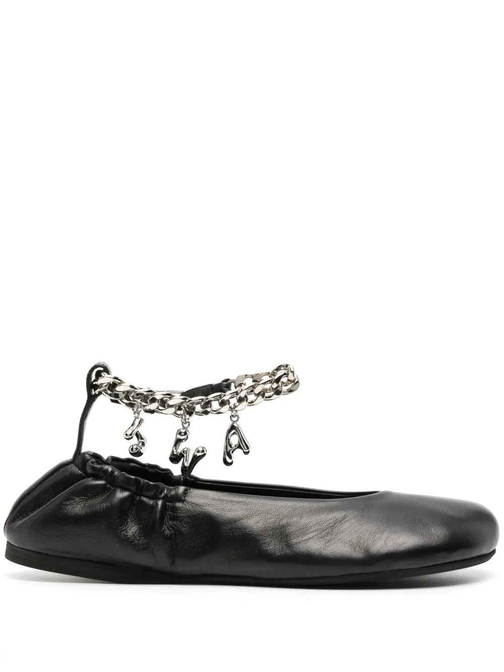 JW Anderson logo-charm leather ballerina shoes